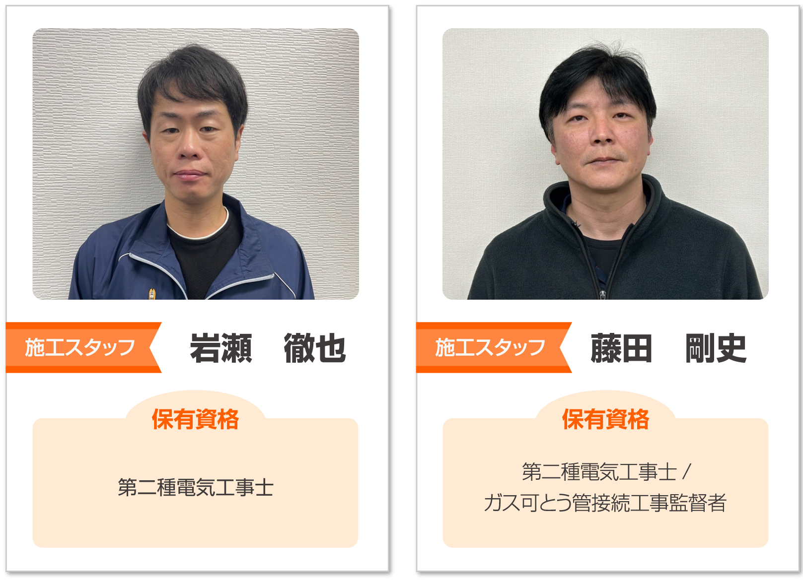 施工スタッフ岩瀬徹也・施工スタッフ藤田剛史